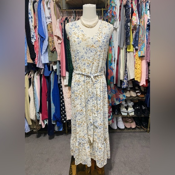 Jane and Delancey Blue and Cream Dress Size Medium - Picture 1 of 8
